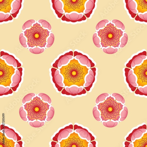 The seamless pattern design was inspired by colourful flowers. Vector illustration.