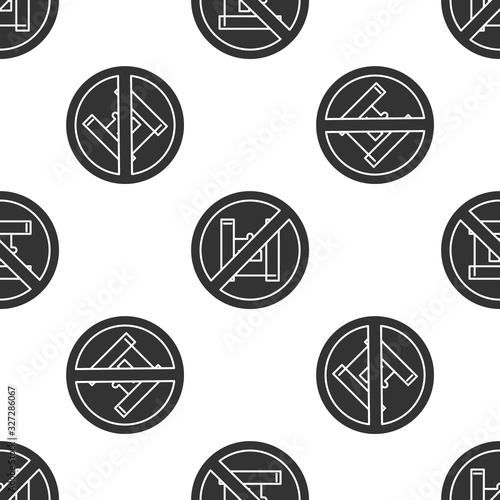 Grey Say no to plastic bags poster icon isolated seamless pattern on white background. Disposable cellophane and polythene package prohibition sign. Vector Illustration
