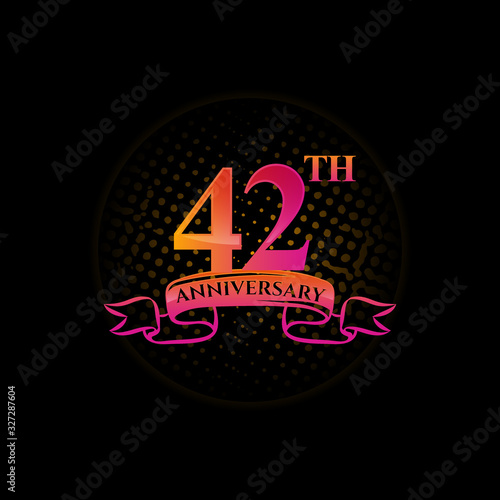 Logo 42th Anniversary Logo with a circle and number 42 in it and labeled commemorative year. photo