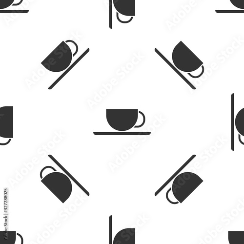 Grey Coffee cup icon isolated seamless pattern on white background. Tea cup. Hot drink coffee. Vector Illustration