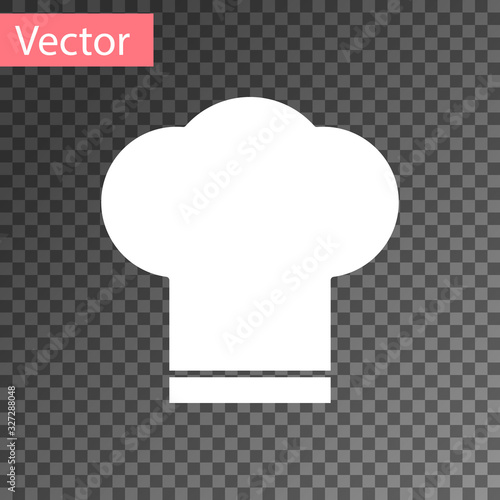 White Chef hat icon isolated on transparent background. Cooking symbol. Cooks hat. Vector Illustration