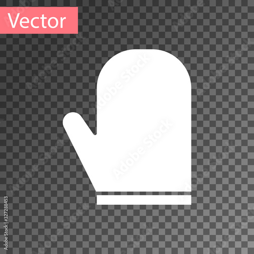 White Oven glove icon isolated on transparent background. Kitchen potholder sign. Cooking glove. Vector Illustration