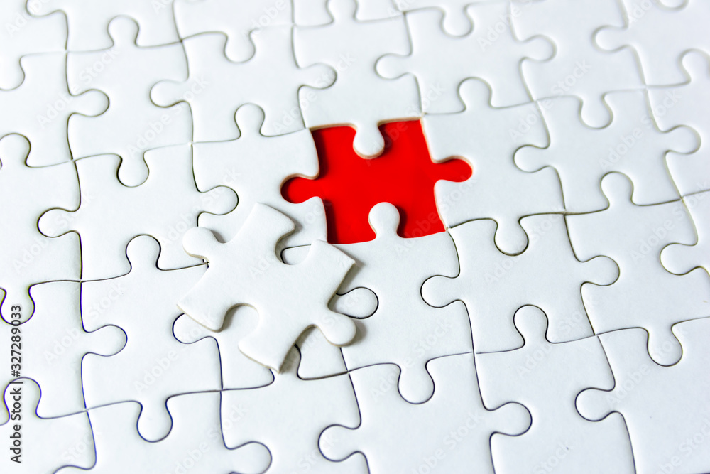Fill the missing parts fragment of white jigsaw concept puzzle for succeed Fill the missing parts fragment of white jigsaw concept puzzle for succeed