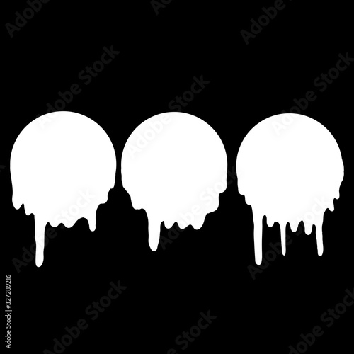 Paint drip, liquid melt drop vector icons. Vector milk circle melt drops, graffiti paint drip blobs,splash doodle