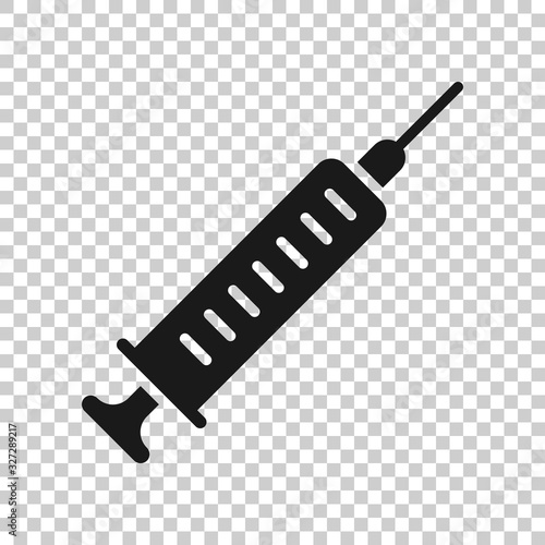 Syringe icon in flat style. Inject needle vector illustration on white isolated background. Drug dose business concept.