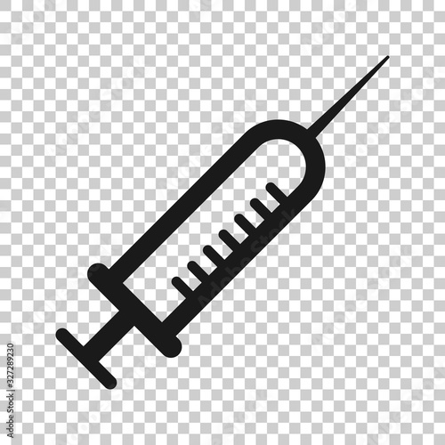 Syringe icon in flat style. Inject needle vector illustration on white isolated background. Drug dose business concept.