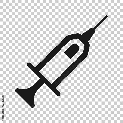 Syringe icon in flat style. Inject needle vector illustration on white isolated background. Drug dose business concept.