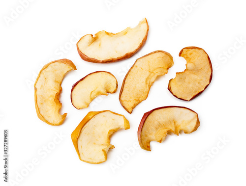  Dried sliced apples, fruit isolated on white background