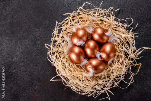 Wallpaper Mural Easter golden eggs in the nest, preparation for the holiday Torontodigital.ca