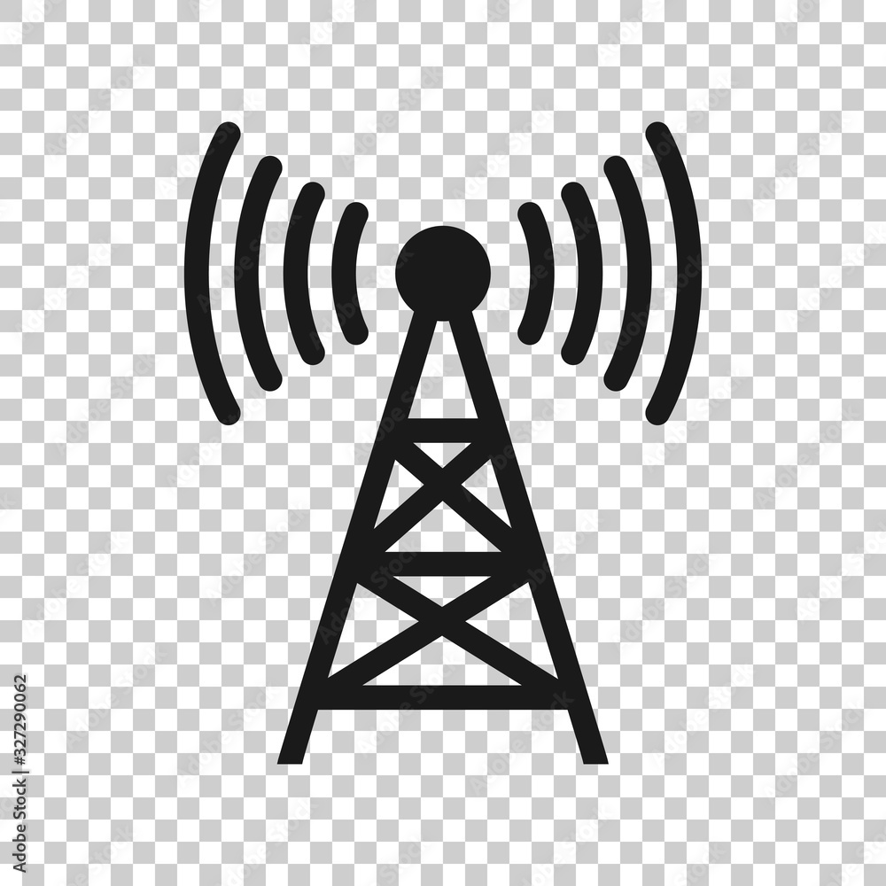 Antenna tower icon in flat style. Broadcasting vector illustration on white isolated background. Wifi business concept. Antenna tower icon in flat style. Broadcasting vector illustration on white isolated background. Wifi business concept.