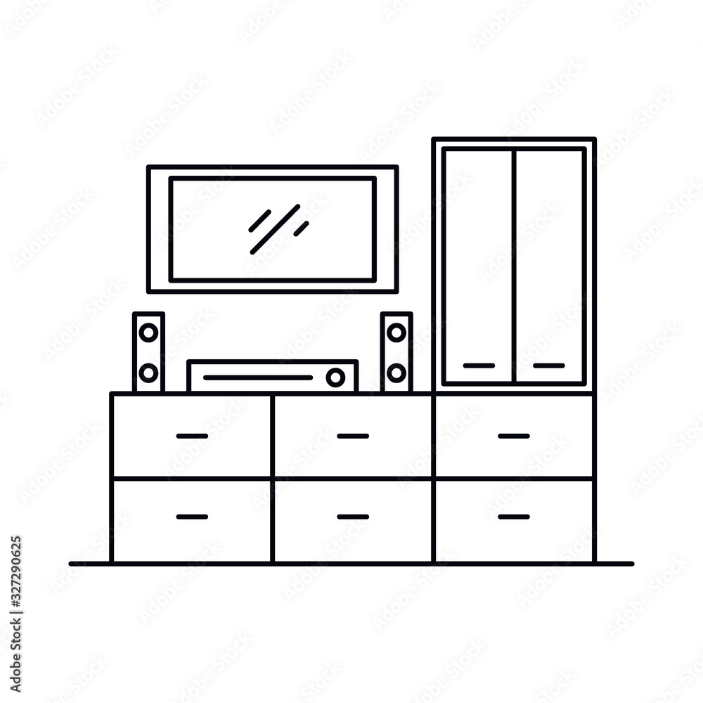 Interior with in outline style Interior with in outline style