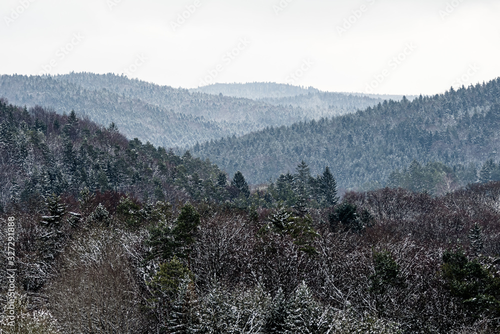 Multiple mountain ranges in winter Multiple mountain ranges in winter
