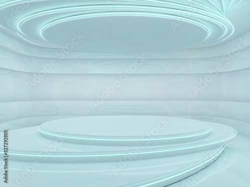 Abstract blue modern architecture background. 3D
