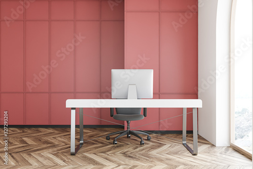 Red and white boss office interior