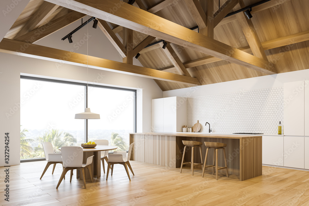 Luxury mansion kitchen corner with bar and table Luxury mansion kitchen corner with bar and table