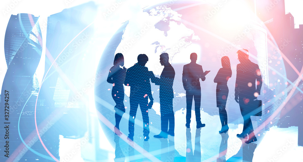 Business people in city, international partnership Business people in city, international partnership