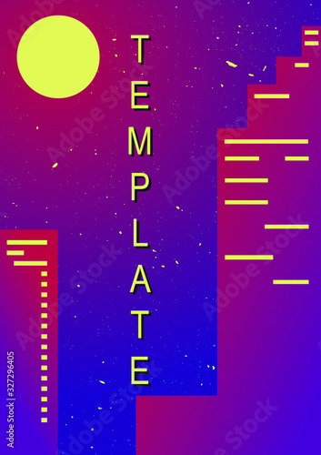 Night city. Abstraction geometric pattern with architecture background vector. А4 building suprematism avant-garde template.