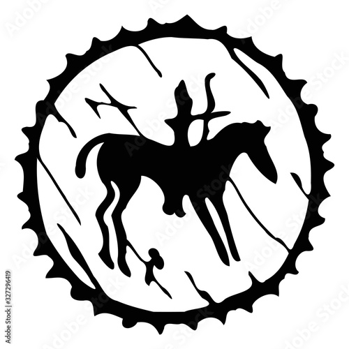 Sketch on a theme of the Altaic shamanism, vector illustration
