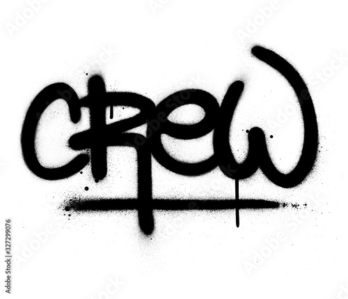 graffiti crew word sprayed in black over white