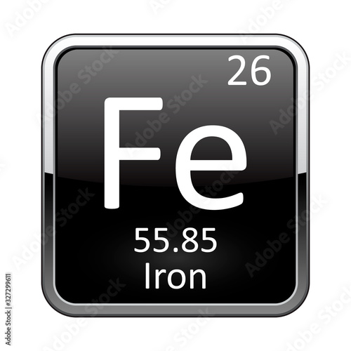 The periodic table element Iron. Vector illustration