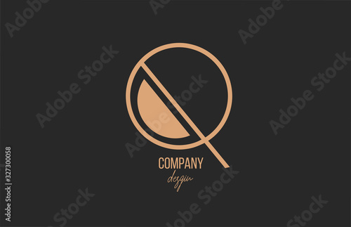 Q letter logo alphabet icon with floral vintage design in brown black for company and business