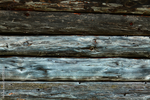 wooden wall of old house, natural wood texture or background
