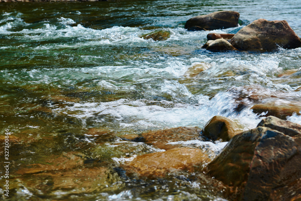 landscape, beautiful view of mountain river in summer day, fast flowing water and rocks, wild nature landscape, beautiful view of mountain river in summer day, fast flowing water and rocks, wild nature