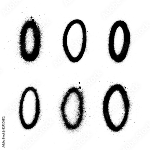 graffiti oval shape collection sprayed in black over white