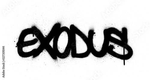 graffiti exodus word sprayed in black over white
