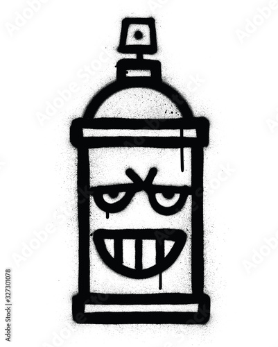 graffiti sneaky spraycan sprayed in black over white