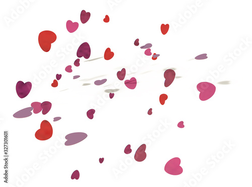 fliegende Herzen in rot pink und lila