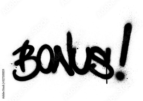 graffiti bonus word sprayed in black over white