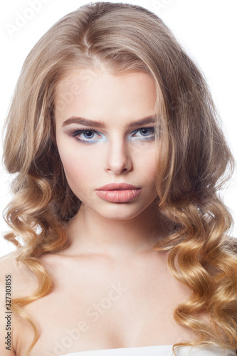 Beautiful blonde fashion model woman portrait