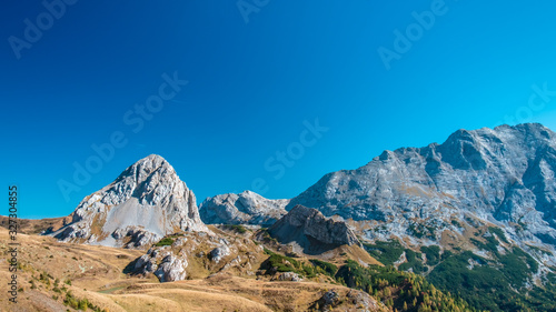 The Carnic Alps in a colorful autumn day