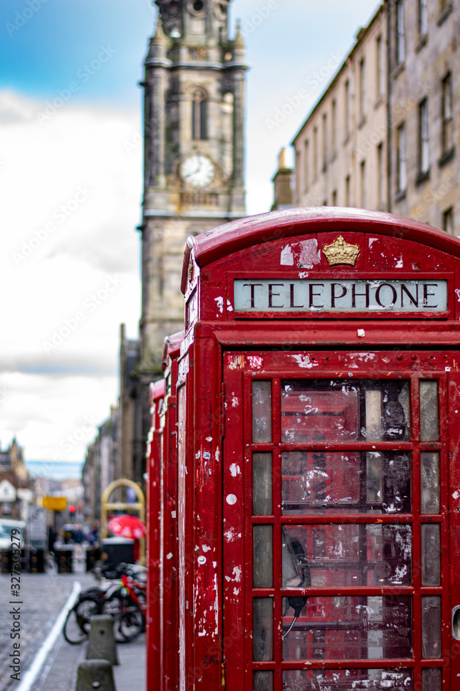 red telephone box in edimburgh scotland