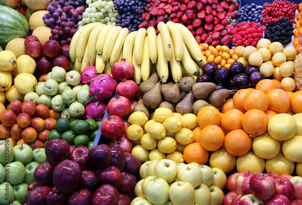  Top view of fruits texture close up as a background