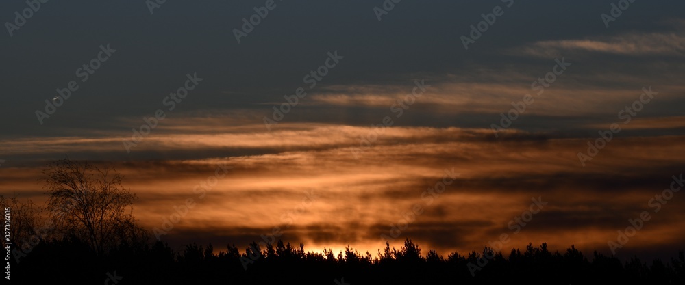 Dawn impressions in Falkensee near Berlin Spandau on March 1, 2020, Germany