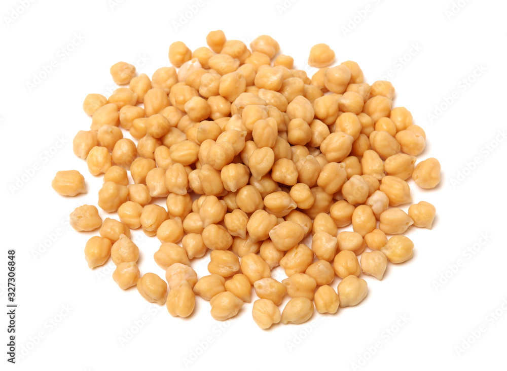 boiled chickpeas on a white background boiled chickpeas on a white background