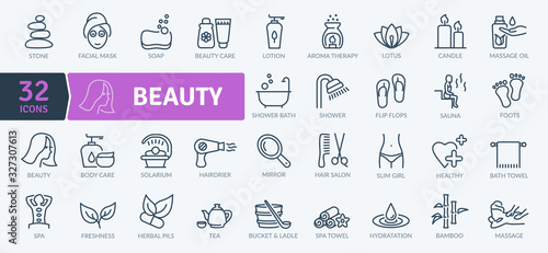 Beauty Icons Pack. Thin line icons set. Flaticon collection set. Simple vector icons