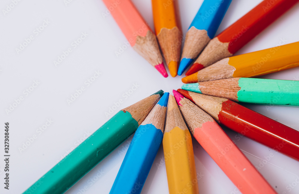 Fototapeta premium color pencils isolated on white background