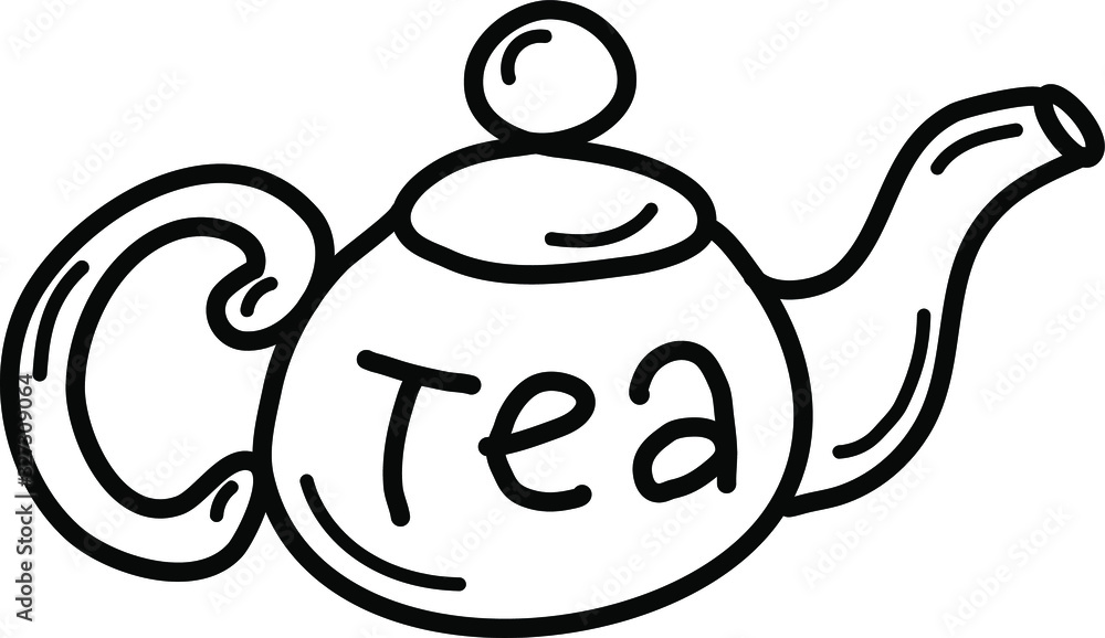 Obraz premium Doodle teapot on white background
