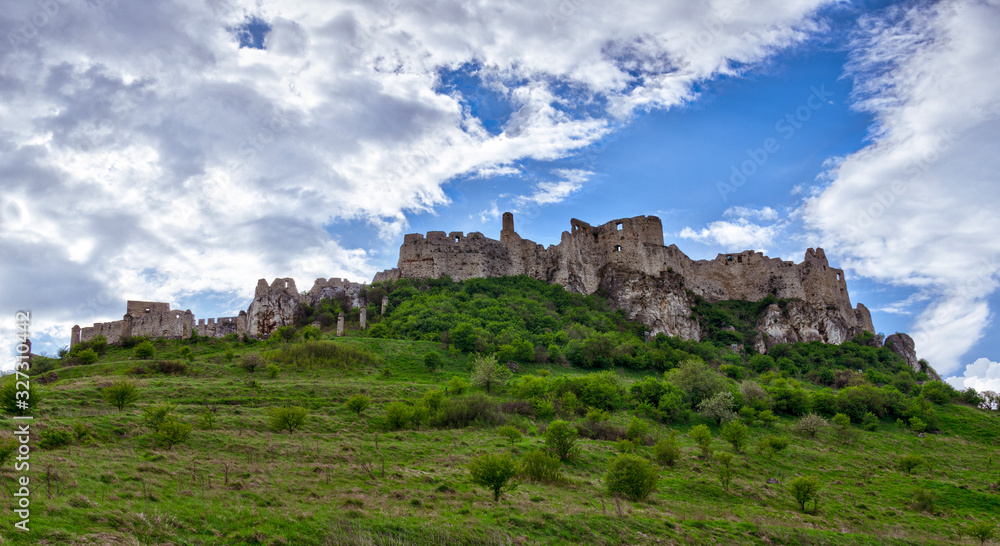 Spisky gothic castle in summer with clouds, Slovakia
