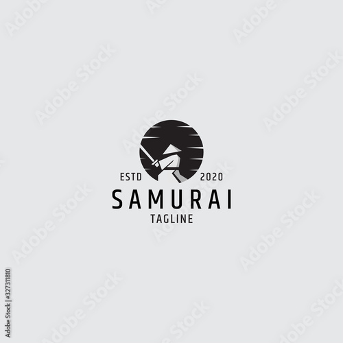 Ninja logo concept. samurai, human, - vector