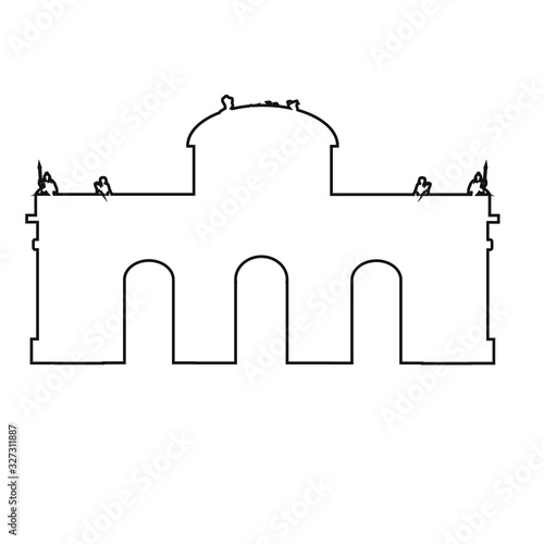 building of alcala door of madrid city on white background
