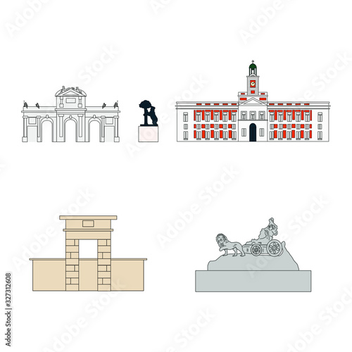 Madrid city skyline on white background
