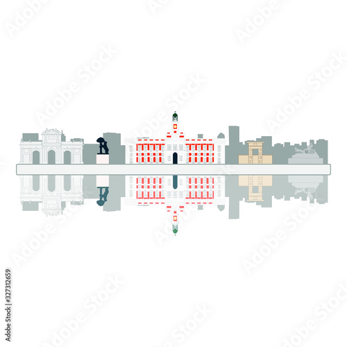 Madrid city skyline on white background