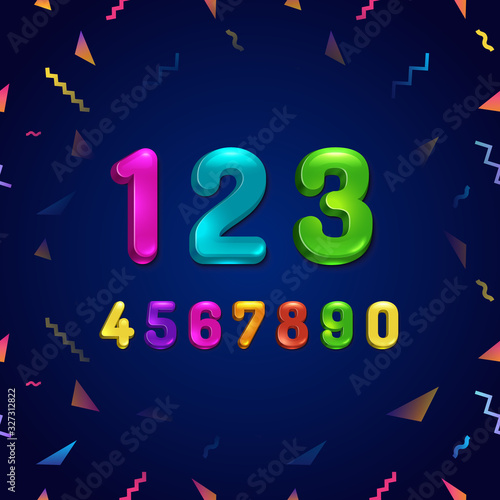 Candy colorful kid font. Cartoon candy style childhood concept alphabet. Vector illustration of cartoon numbers.