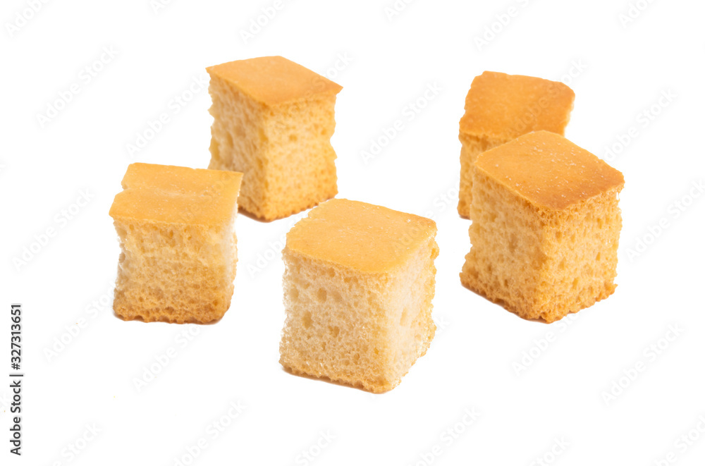 crouton cubes isolated