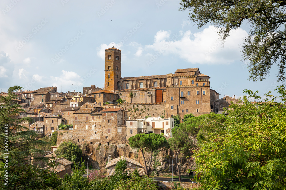 Cityscape of Sutri Ancient town including the Santa Maria Assunta Cathedral, province of Viterbo, Lazio, Italy