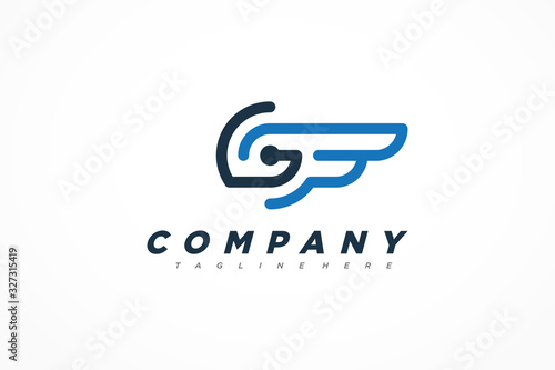 Letter G and F Logo Rounded Line Linked. Flat Vector Logo Design Template Element. photo